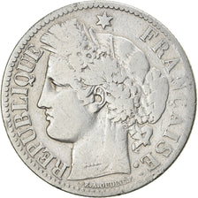 Moneta, Francia, Cérès, 2 Francs, 1871, Bordeaux, MB, Argento, KM:817.2
