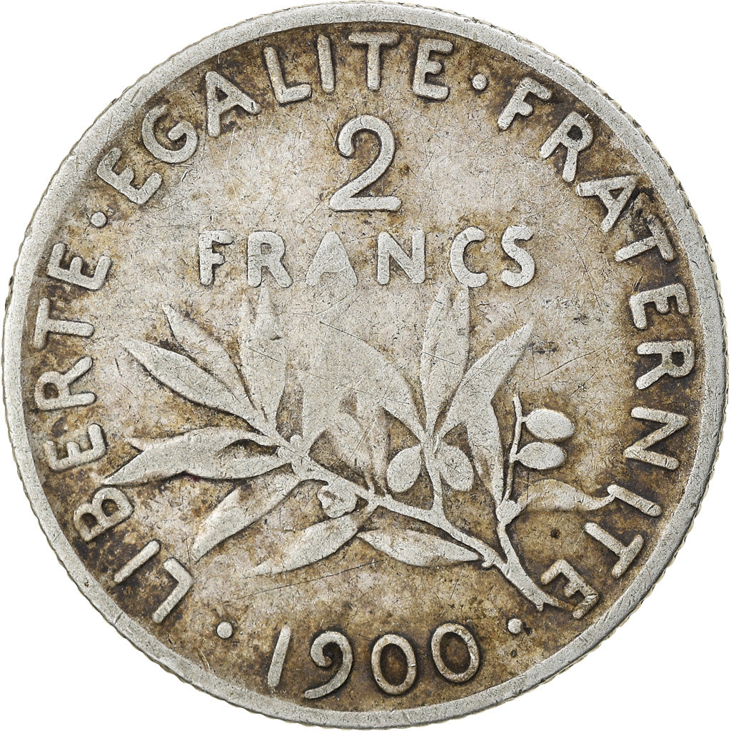 Moneta, Francia, Semeuse, 2 Francs, 1900, Paris, MB+, Argento, KM:845.1