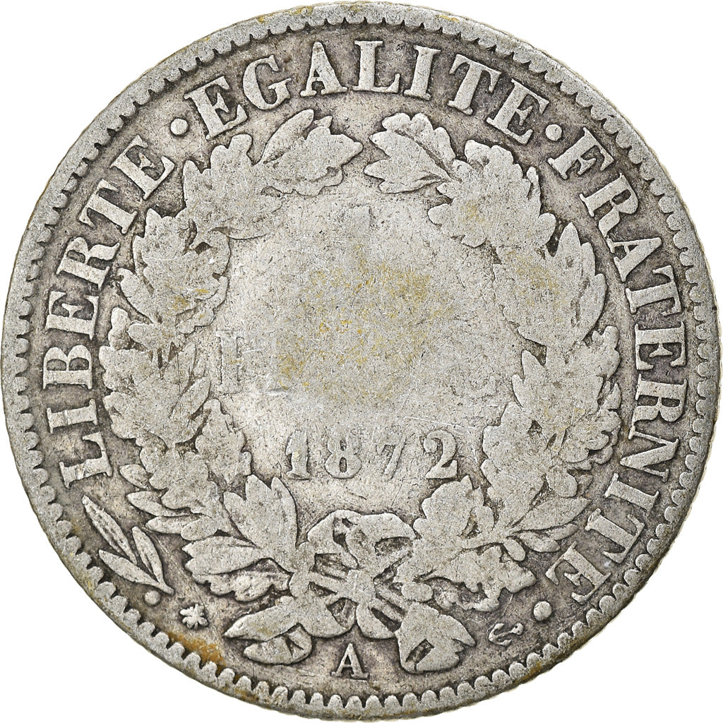 Münze, Frankreich, Cérès, Franc, 1872, Paris, grand A, S, Silber, KM:822.1