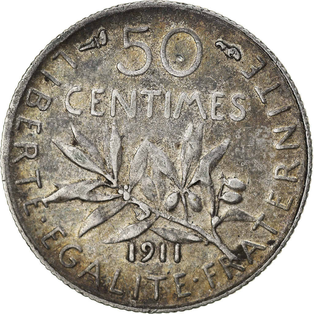 Monnaie, France, Semeuse, 50 Centimes, 1911, Paris, TTB, Argent, Gadoury:420
