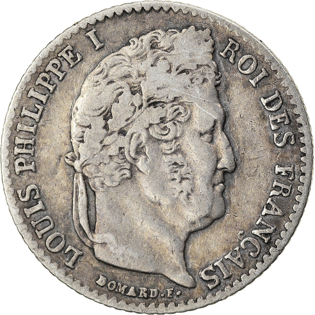 Moeda, França, Louis-Philippe, 1/4 Franc, 1839, Rouen, EF(40-45), Prata