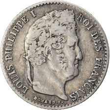 Moeda, França, Louis-Philippe, 1/4 Franc, 1839, Rouen, EF(40-45), Prata