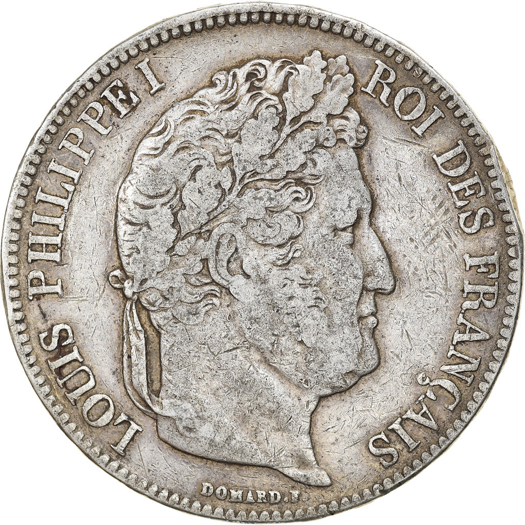 Moneta, Francia, Louis-Philippe, 5 Francs, 1832, Lyon, MB+, Argento, KM:749.4
