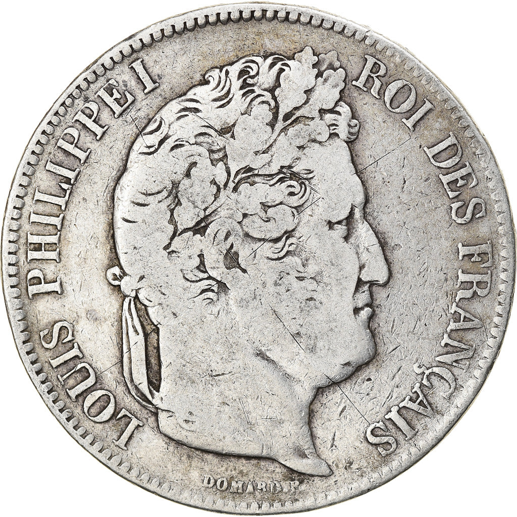 Coin, France, Louis-Philippe, 5 Francs, 1833, Lyon, VF(20-25), Silver, KM:749.4
