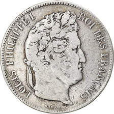 Coin, France, Louis-Philippe, 5 Francs, 1833, Lyon, VF(20-25), Silver, KM:749.4