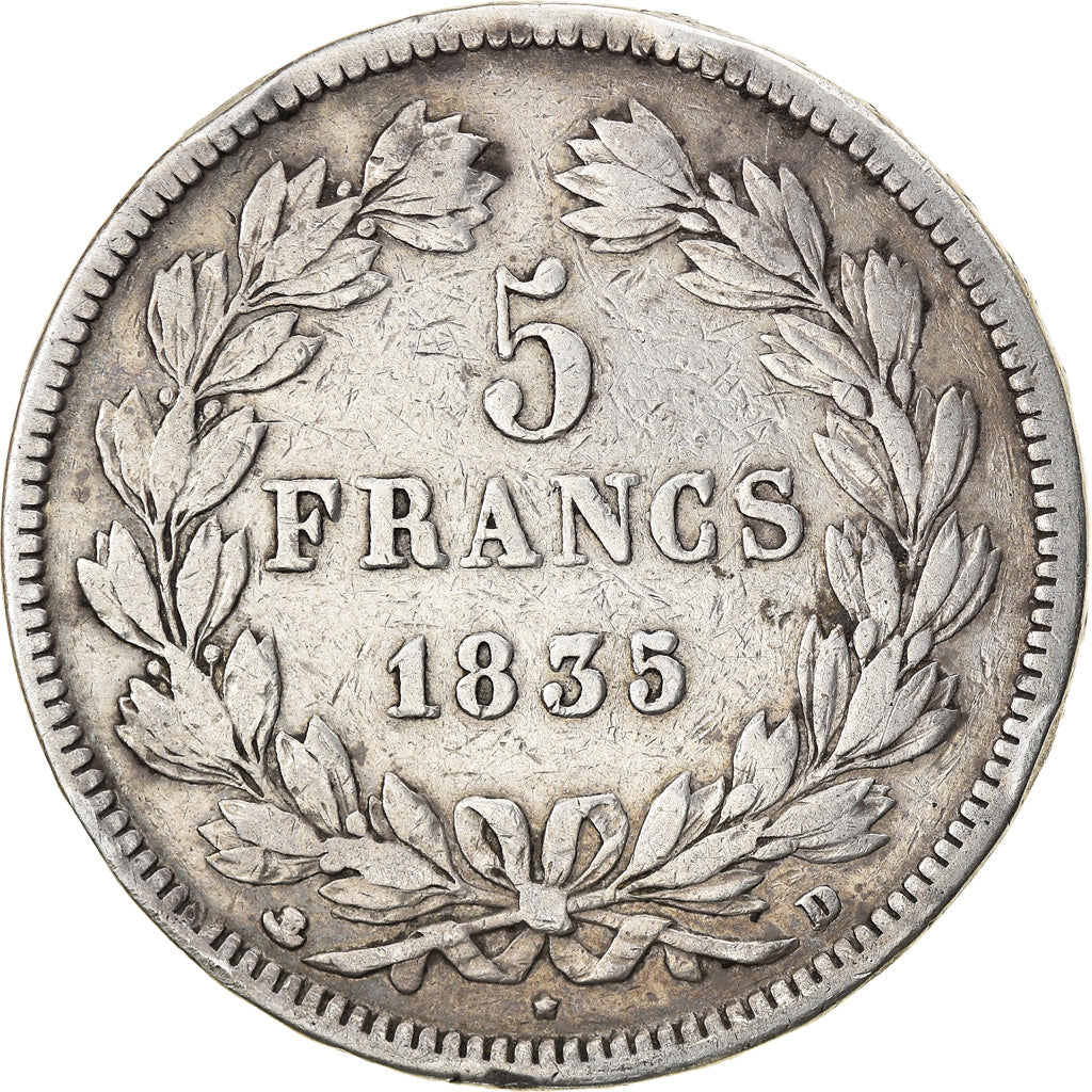 Monnaie, France, Louis-Philippe, 5 Francs, 1835, Lyon, TB, Argent, Gadoury:678