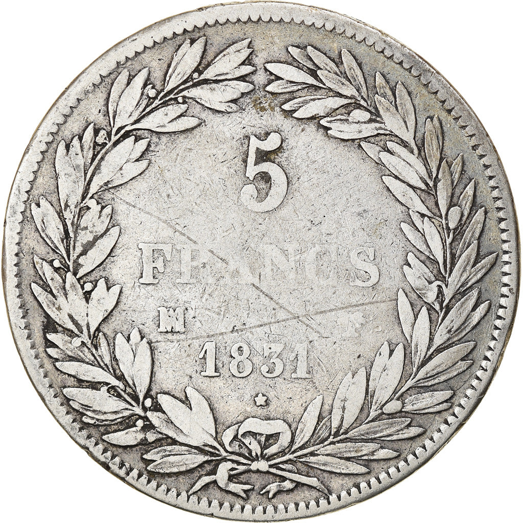Coin, France, Louis-Philippe, 5 Francs, 1831, Marseille, VF(30-35), Silver