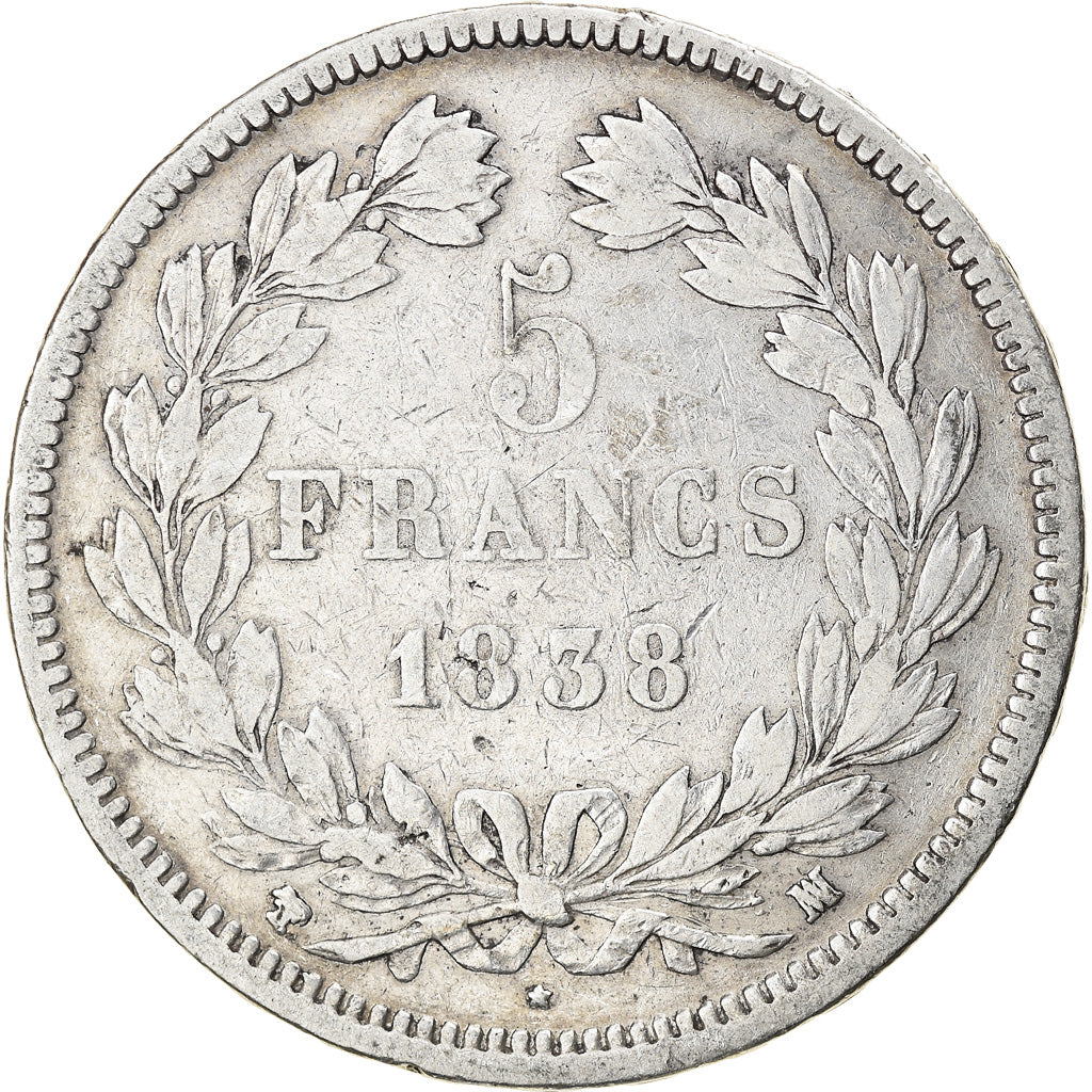 Coin, France, Louis-Philippe, 5 Francs, 1838, Marseille, VF(30-35), Silver