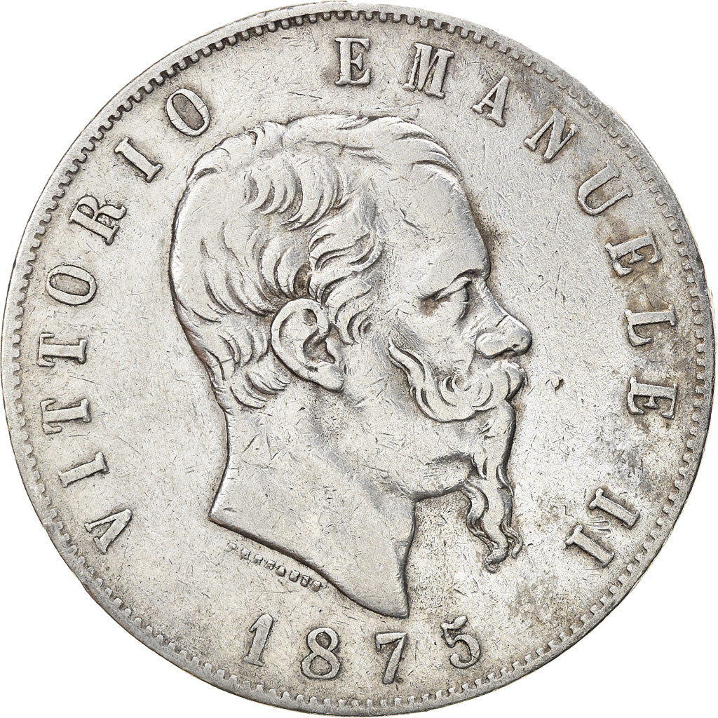 Moneta, Italia, Vittorio Emanuele II, 5 Lire, 1875, Rome, MB+, Argento, KM:8.4