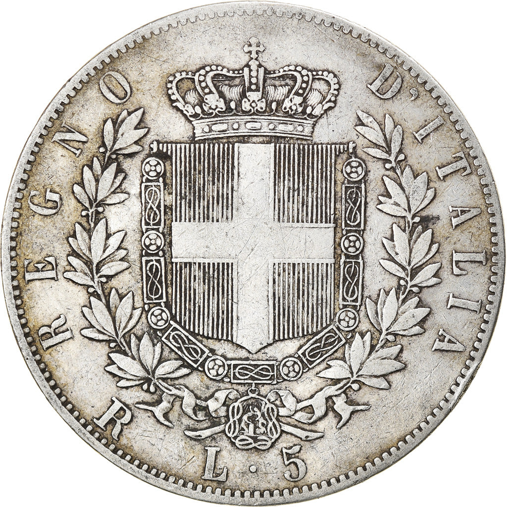 Moneta, Italia, Vittorio Emanuele II, 5 Lire, 1877, Rome, MB+, Argento, KM:8.4