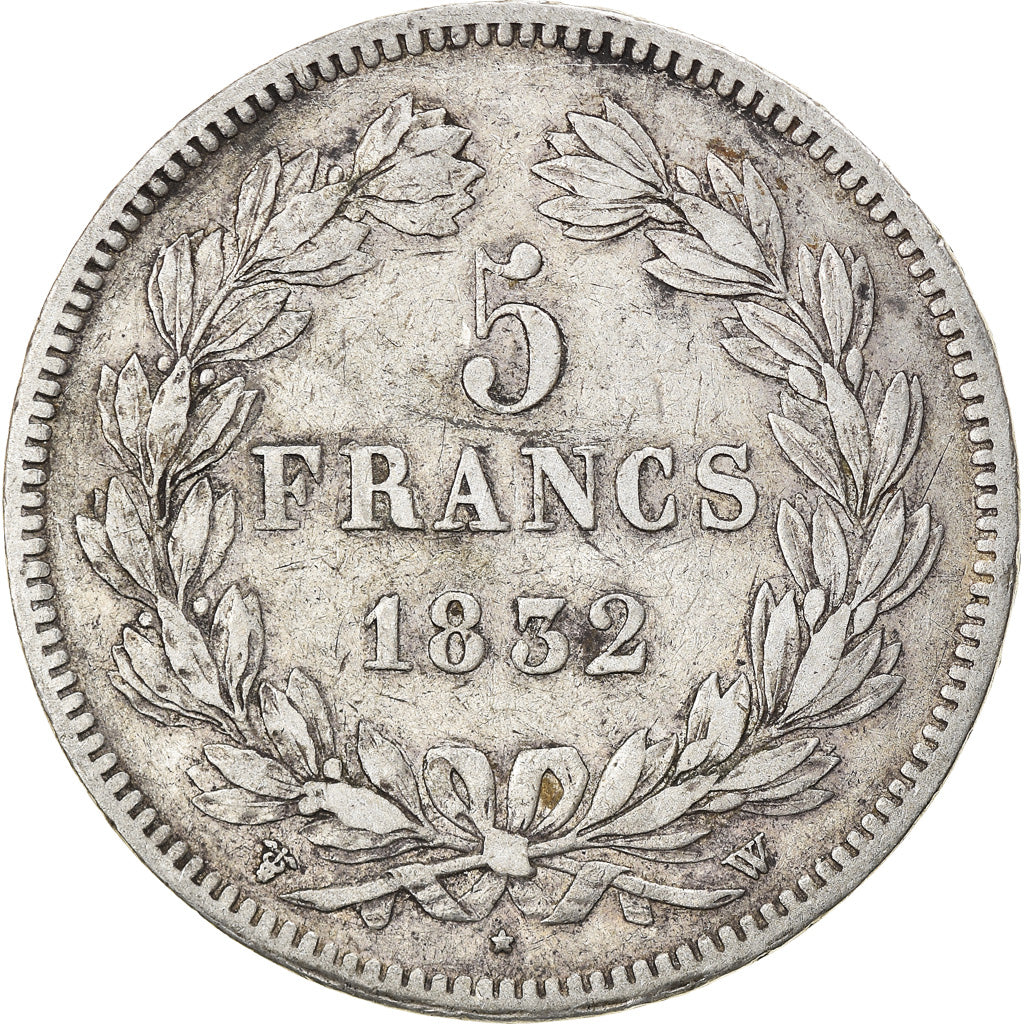 Moneta, Francia, Louis-Philippe, 5 Francs, 1832, Lille, MB+, Argento, KM:749.13