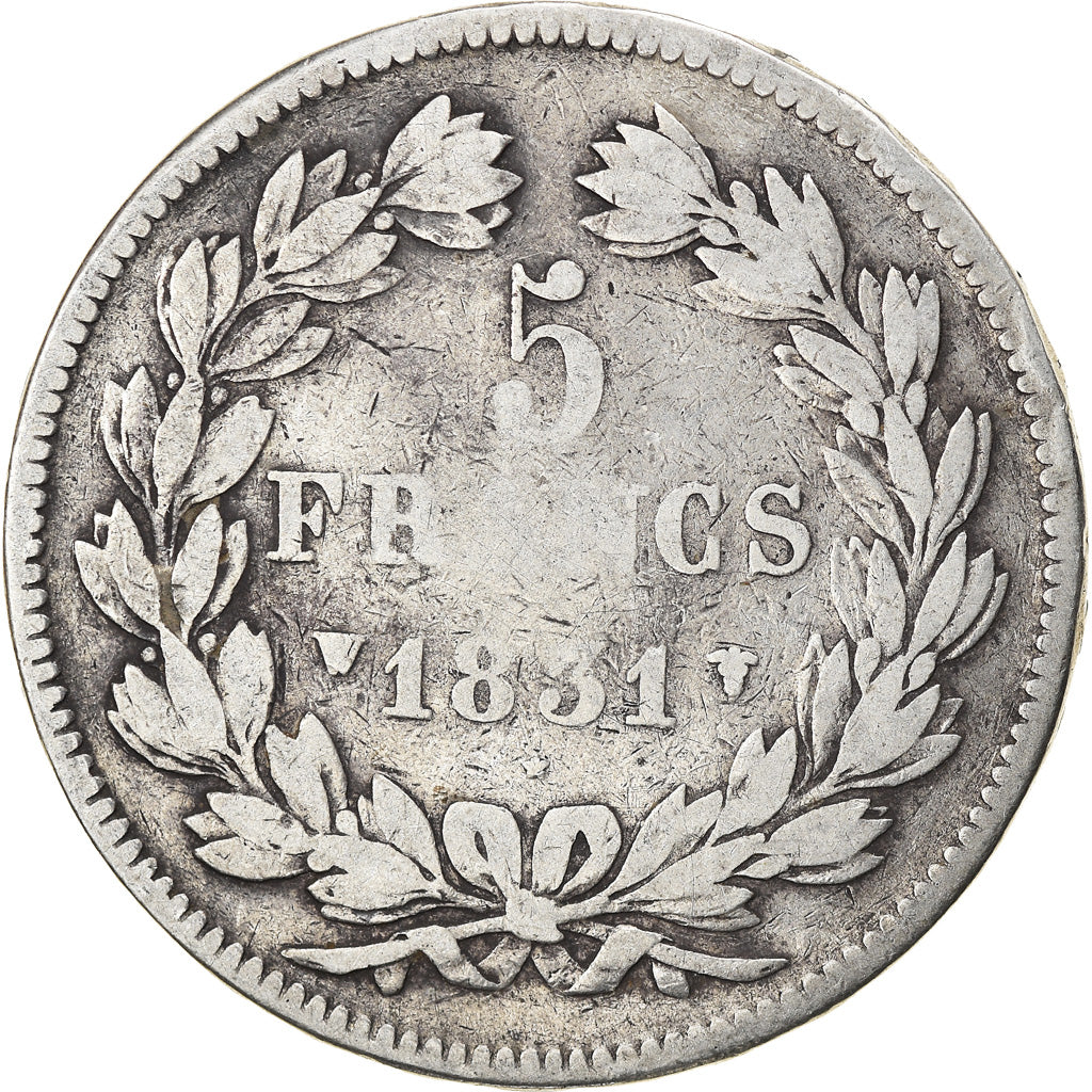 Moneta, Francja, Louis-Philippe, 5 Francs, 1831, Lille, VF(20-25), Srebro