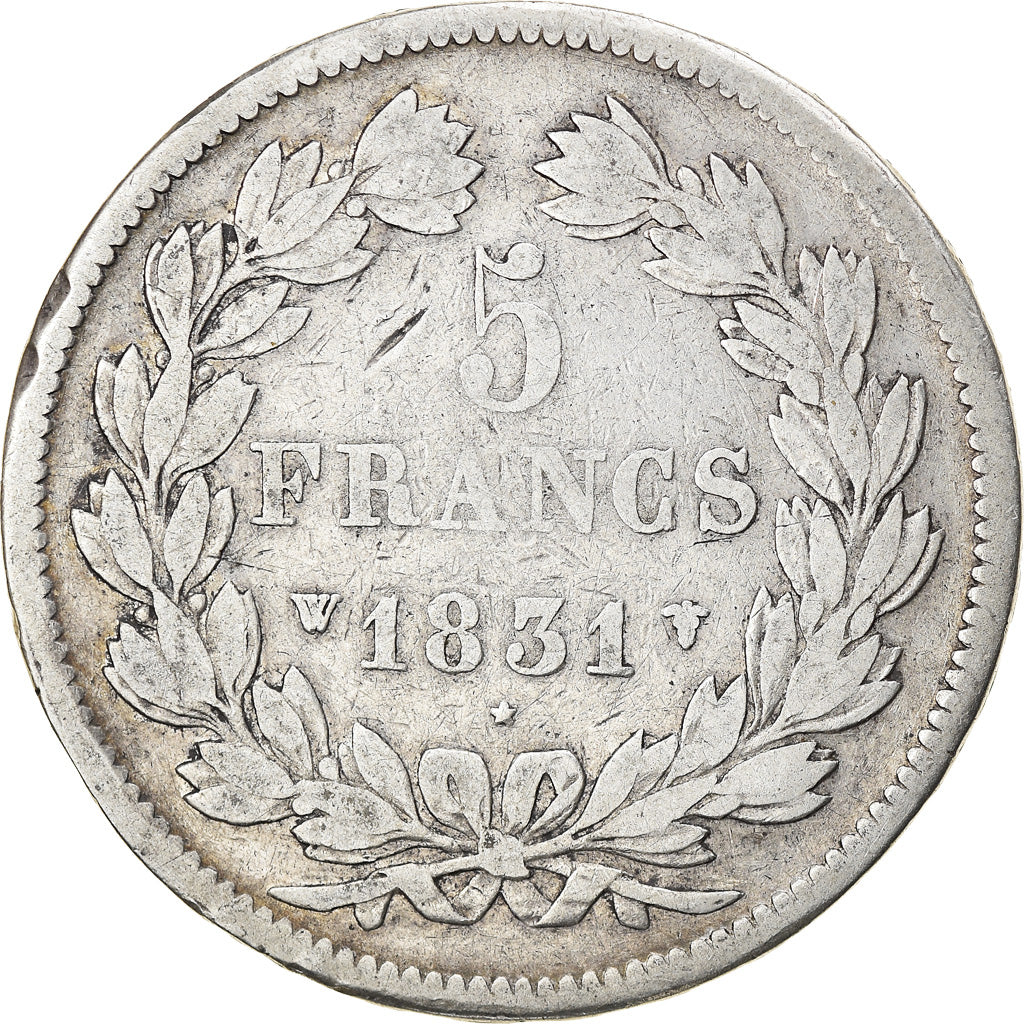 Moneta, Francia, Louis-Philippe, 5 Francs, 1831, Lille, MB, Argento, KM:745.13
