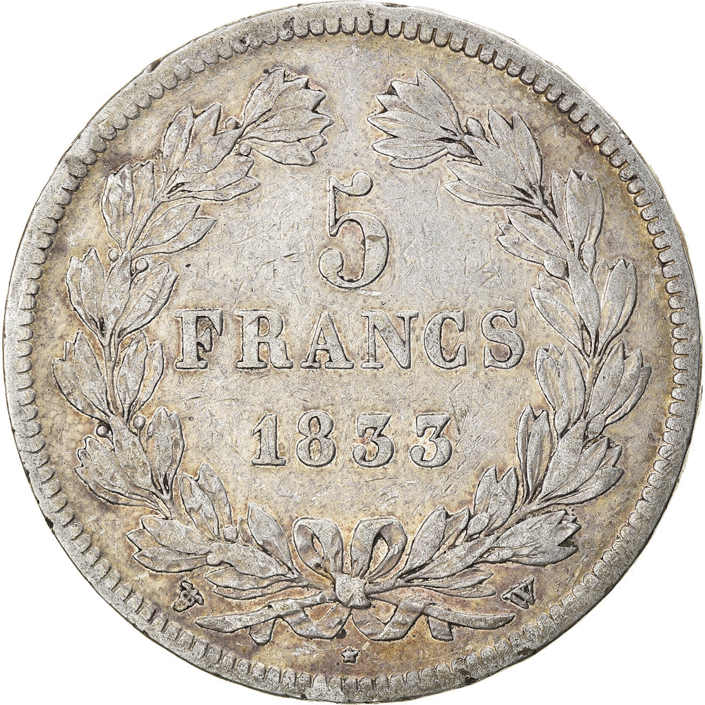 Munten, Frankrijk, Louis-Philippe, 5 Francs, 1833, Lille, FR+, Zilver