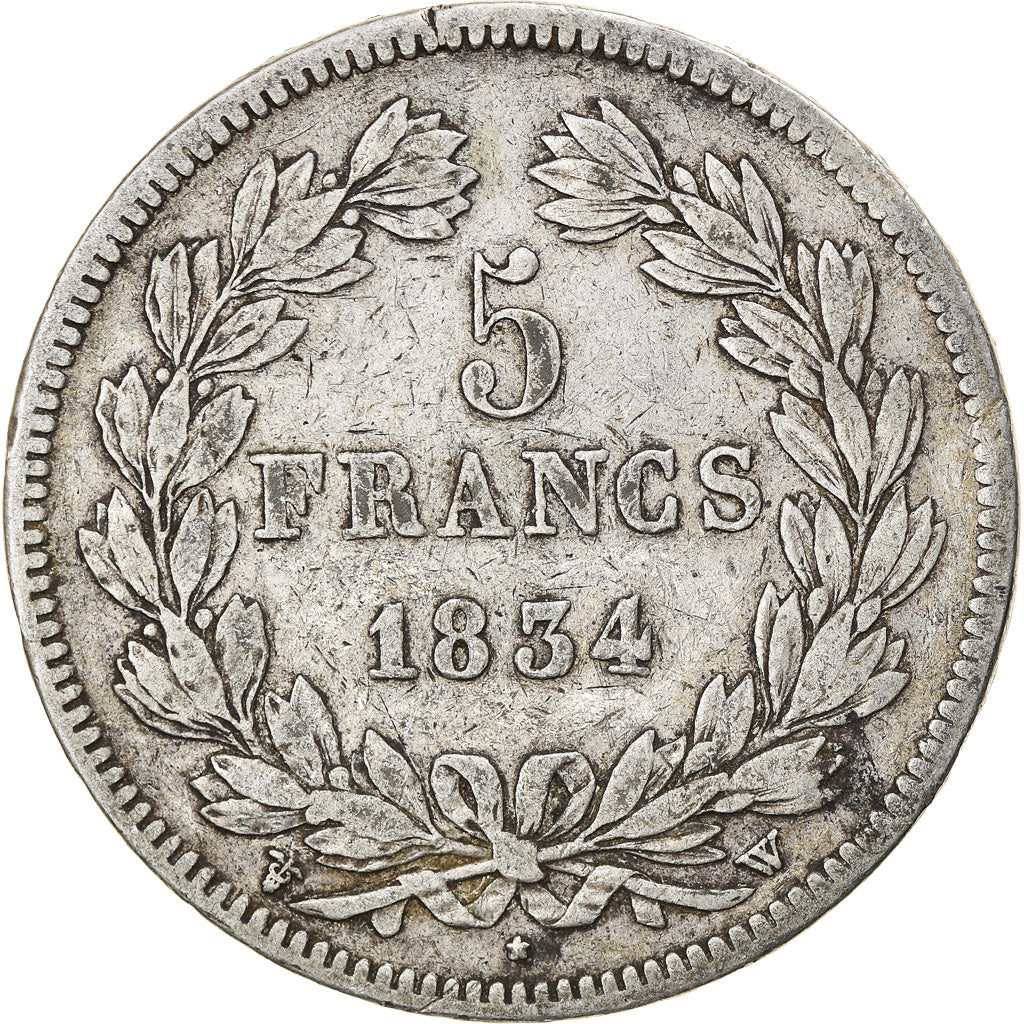 Moneta, Francia, Louis-Philippe, 5 Francs, 1834, Lille, MB, Argento, KM:749.13