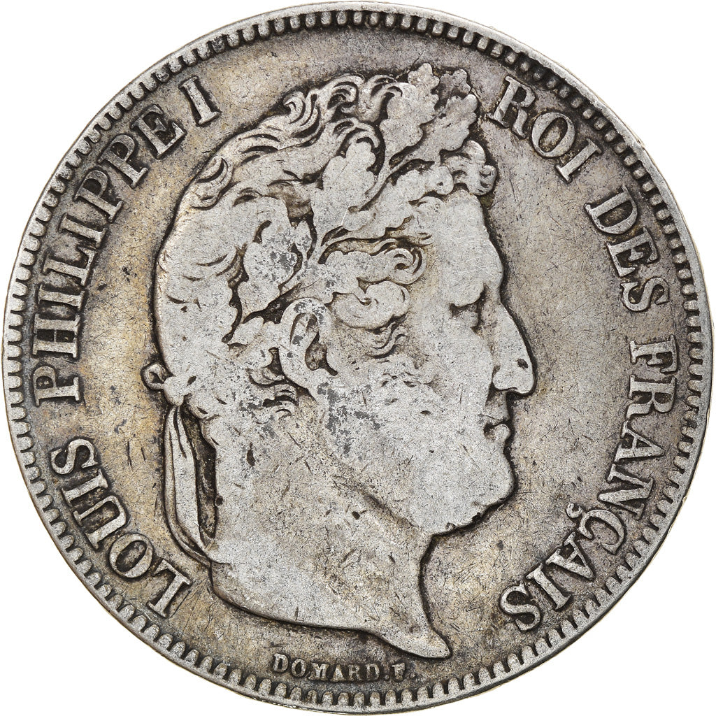 Moeda, França, Louis-Philippe, 5 Francs, 1835, Lille, VF(20-25), Prata