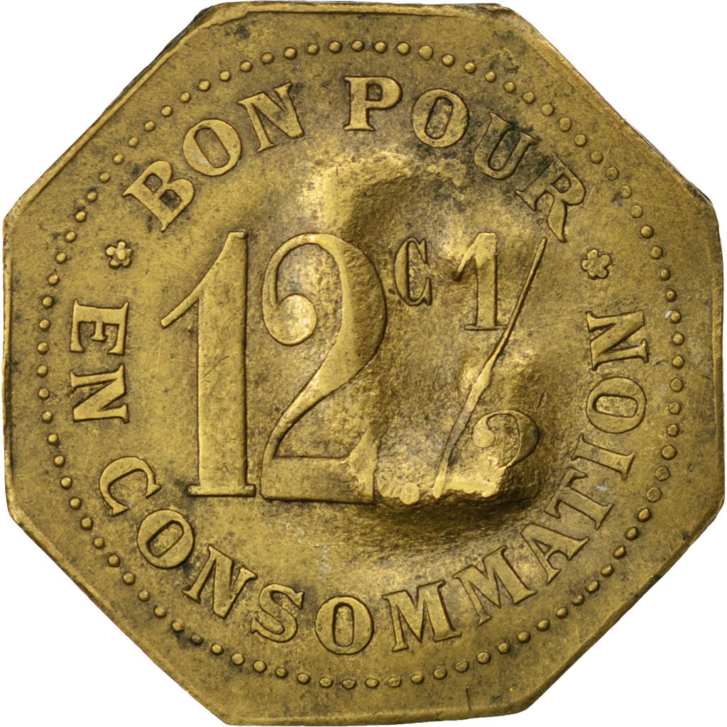 France, 12 1/2 Centimes, EF(40-45), Brass, Elie #10.1, 2.64