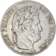 Moneta, Francia, Louis-Philippe, 5 Francs, 1835, Lille, MB+, Argento, KM:749.13