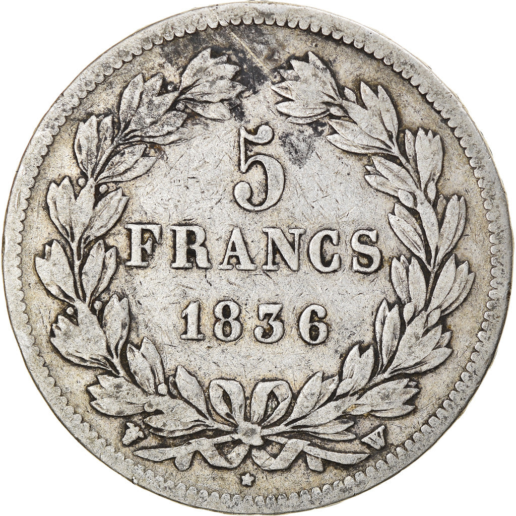 Munten, Frankrijk, Louis-Philippe, 5 Francs, 1836, Lille, FR, Zilver, KM:749.13