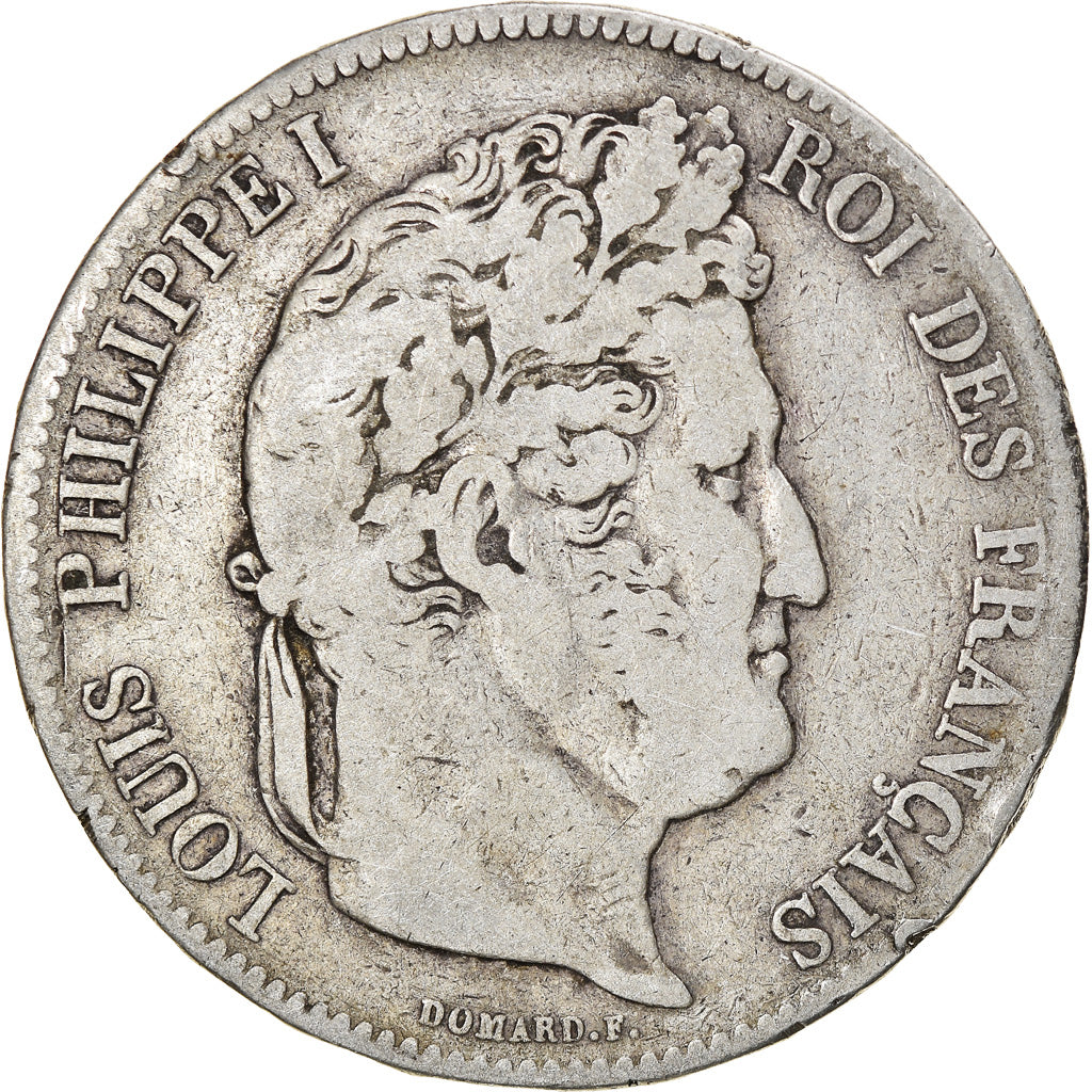 Moneda, Francia, Louis-Philippe, 5 Francs, 1837, Lille, BC+, Plata, KM:749.13