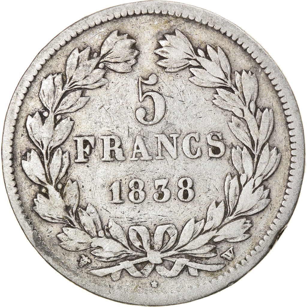 Monnaie, France, Louis-Philippe, 5 Francs, 1838, Lille, TB, Argent, Gadoury:678