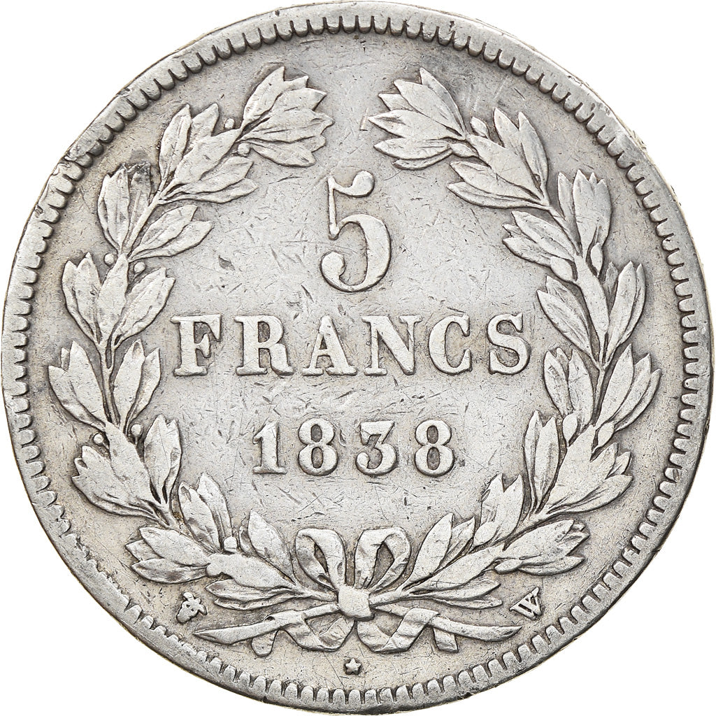 Munten, Frankrijk, Louis-Philippe, 5 Francs, 1838, Lille, FR, Zilver, KM:749.13