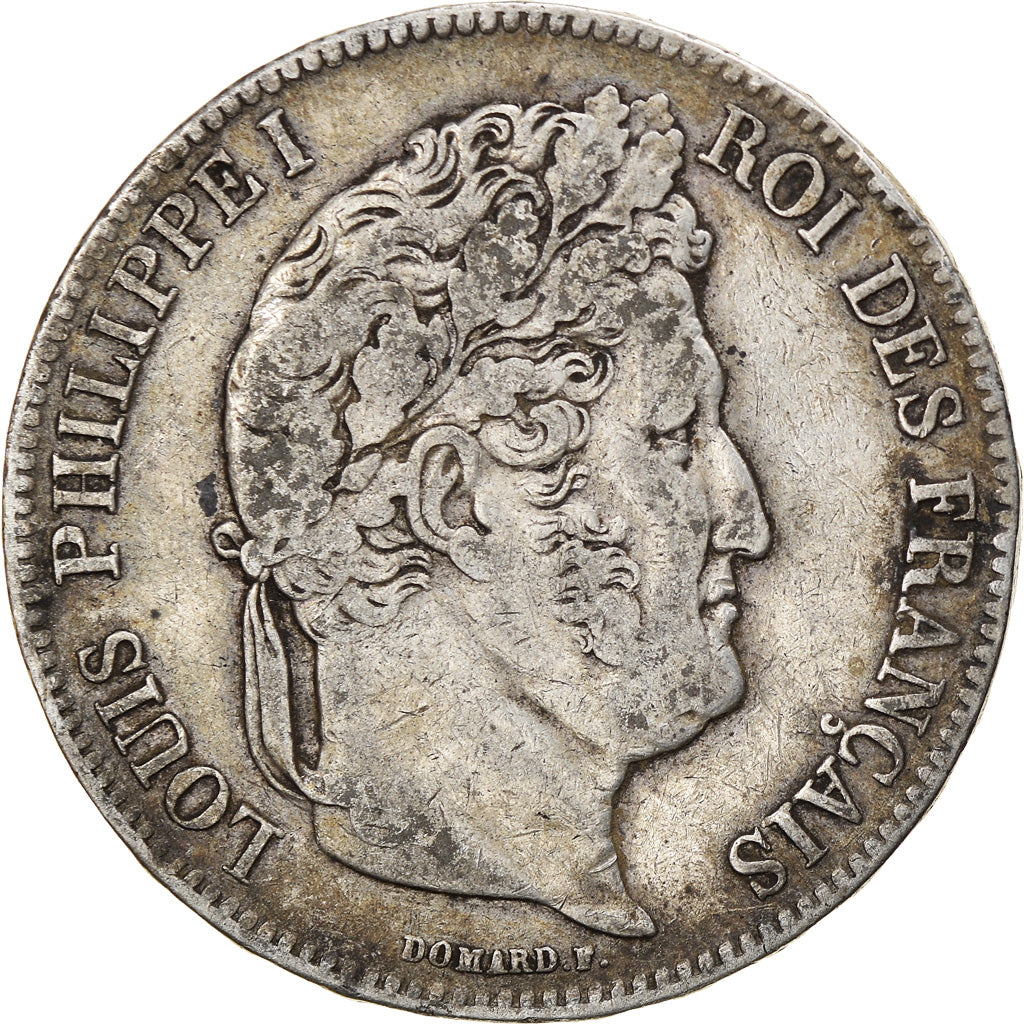 Moneta, Francia, Louis-Philippe, 5 Francs, 1838, Lille, MB+, Argento, KM:749.13
