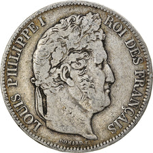 Moeda, França, Louis-Philippe, 5 Francs, 1841, Lille, VF(20-25), Prata
