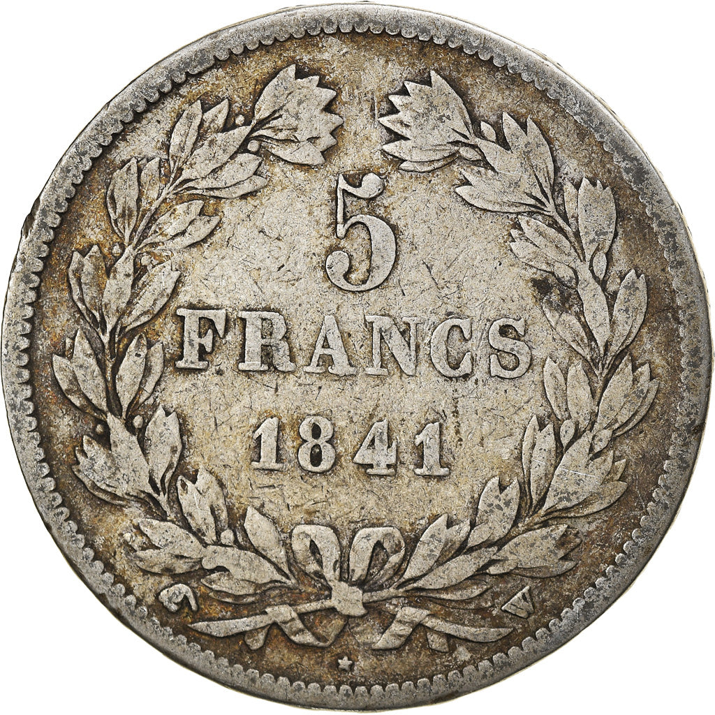 Moeda, França, Louis-Philippe, 5 Francs, 1841, Lille, VF(20-25), Prata