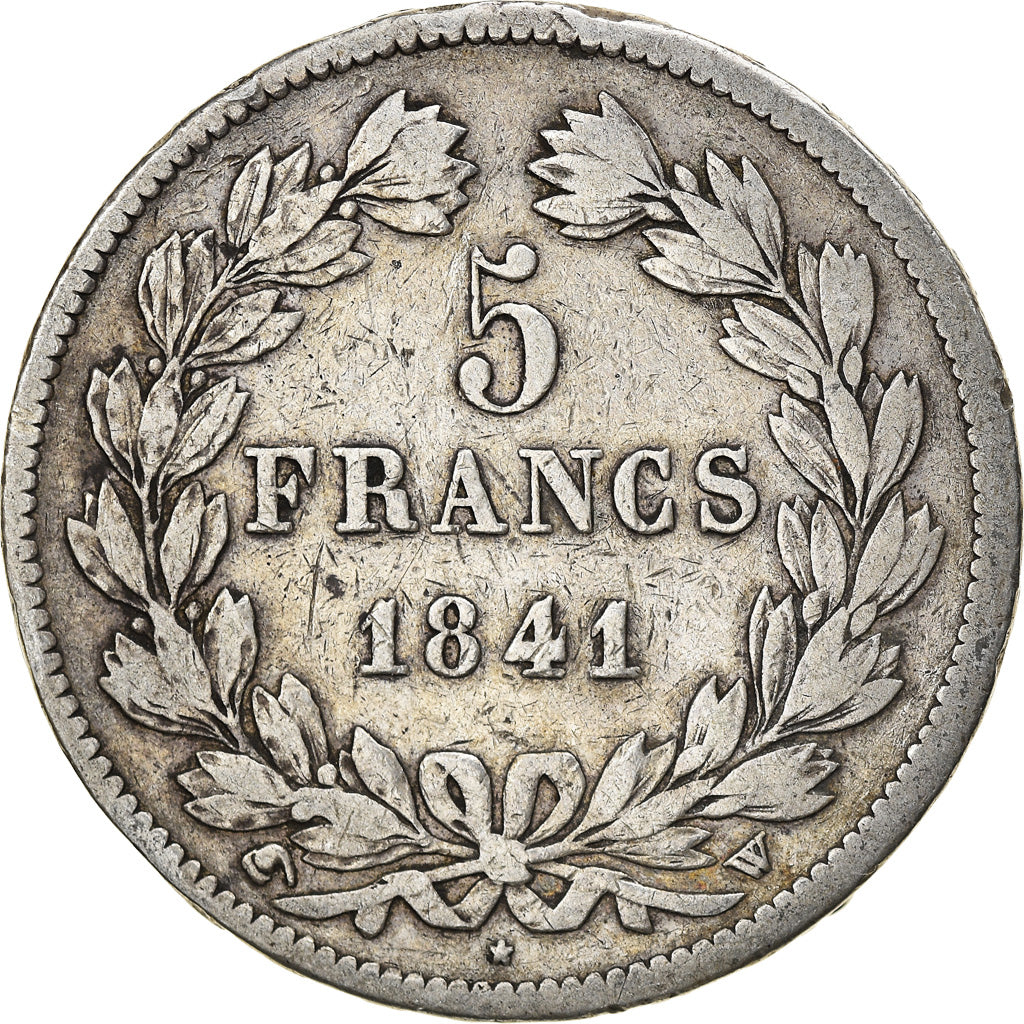 Moneta, Francia, Louis-Philippe, 5 Francs, 1841, Lille, MB+, Argento, KM:749.13