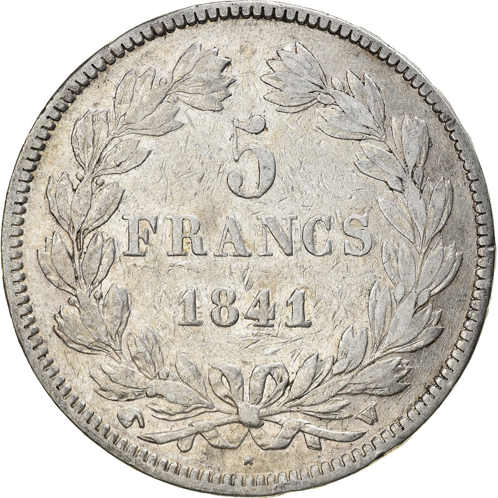 Moneda, Francia, Louis-Philippe, 5 Francs, 1841, Lille, BC+, Plata, KM:749.13