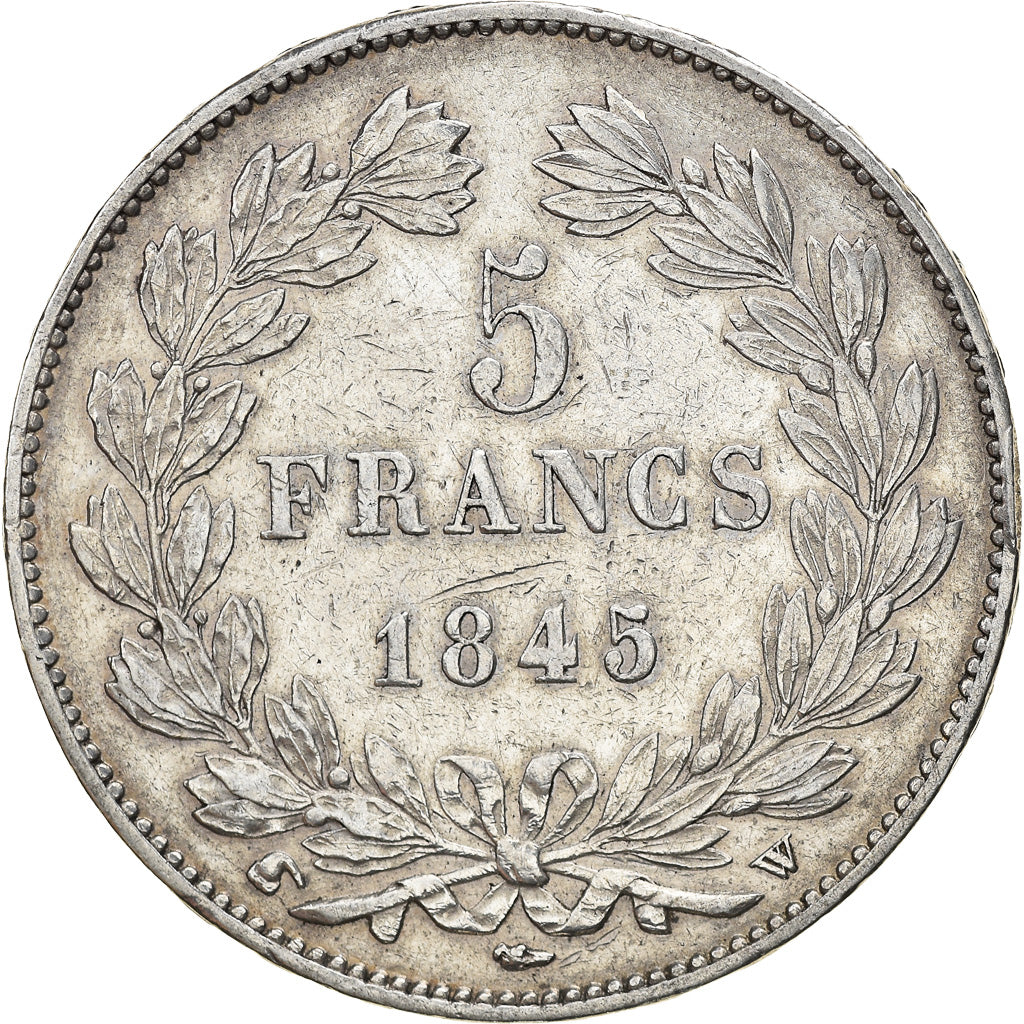 Moneta, Francia, Louis-Philippe, 5 Francs, 1845, Lille, BB, Argento, KM:749.13