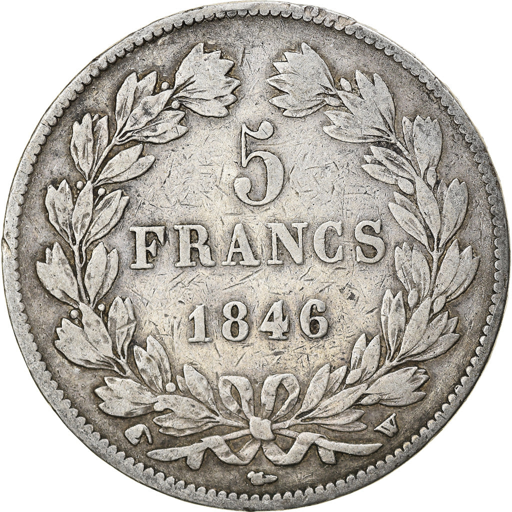 Moneta, Francia, Louis-Philippe, 5 Francs, 1846, Lille, MB+, Argento, KM:749.13