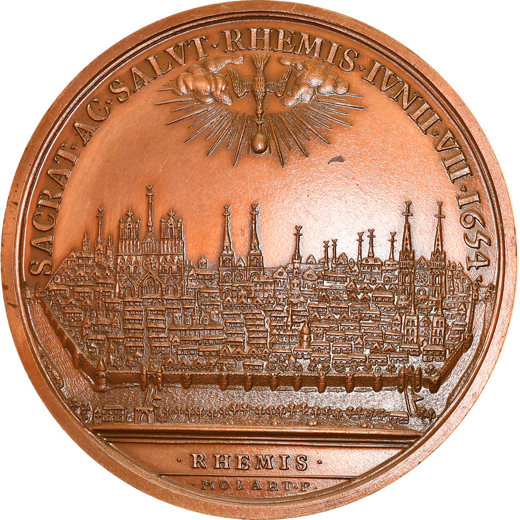 France, Medal, VIlle de Reims, Sacre de Louis XIV, History, Molart, Restrike