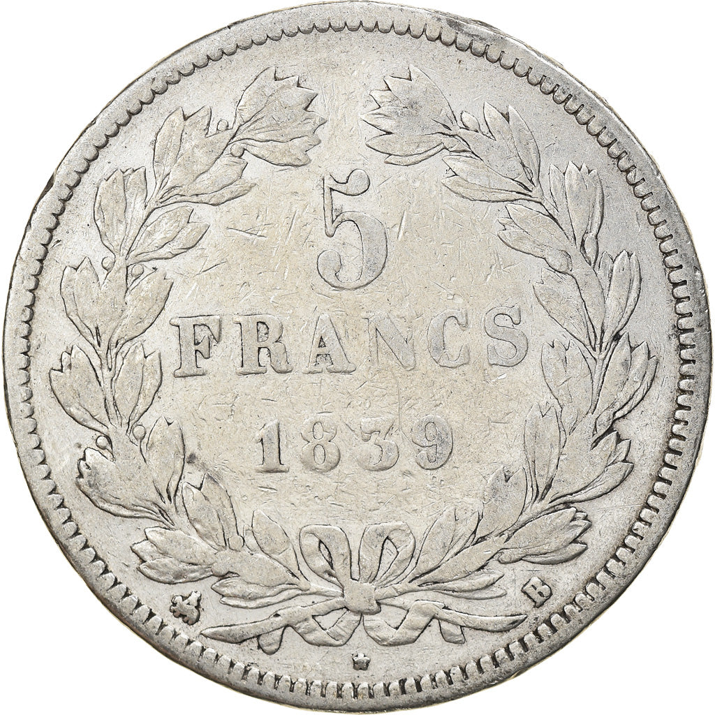 Monnaie, France, Louis-Philippe, 5 Francs, 1839, Rouen, TB, Argent, Gadoury:678