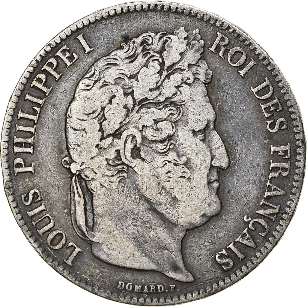 Moneta, Francia, Louis-Philippe, 5 Francs, 1836, Rouen, MB+, Argento, KM:749.2