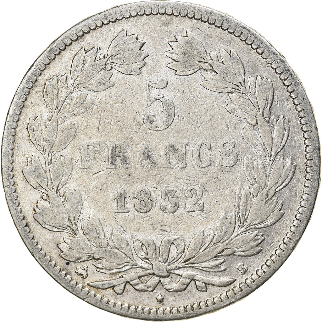 Münze, Frankreich, Louis-Philippe, 5 Francs, 1832, Rouen, S, Silber, KM:749.2