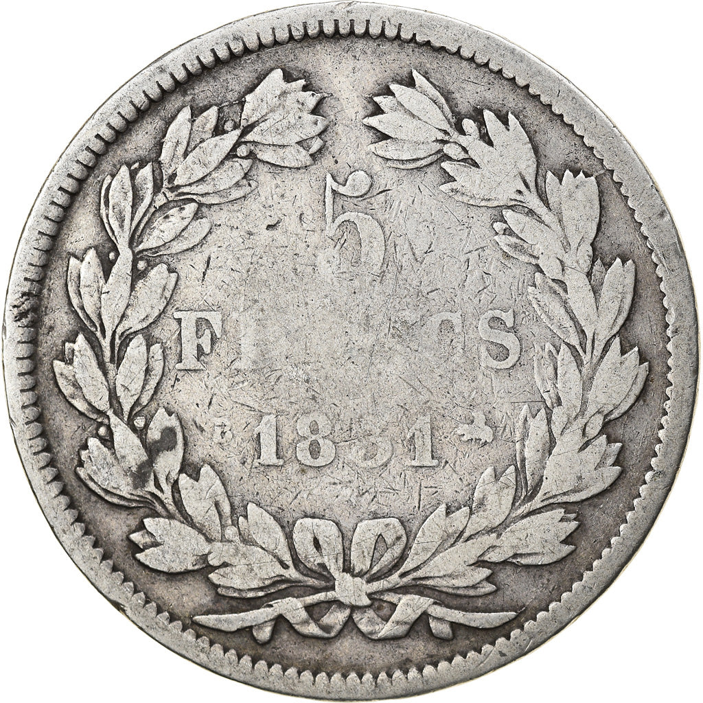 Coin, France, Louis-Philippe, 5 Francs, 1831, Rouen, VF(20-25), Silver