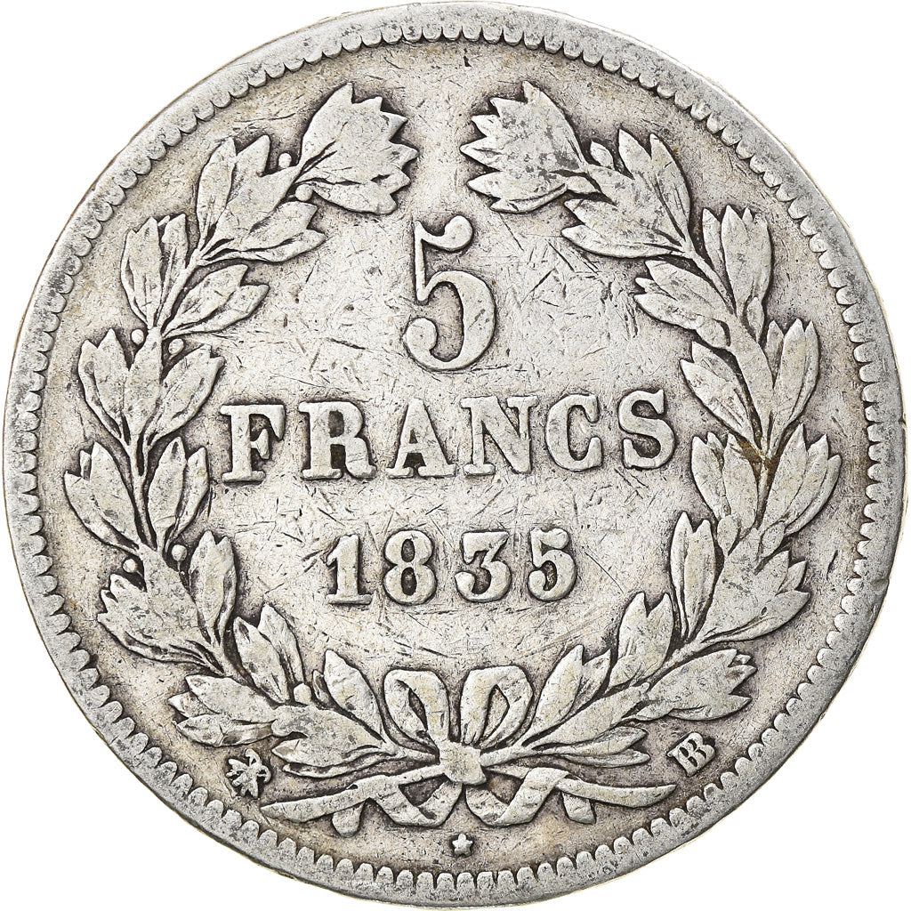 Münze, Frankreich, Louis-Philippe, 5 Francs, 1835, Strasbourg, S, Silber