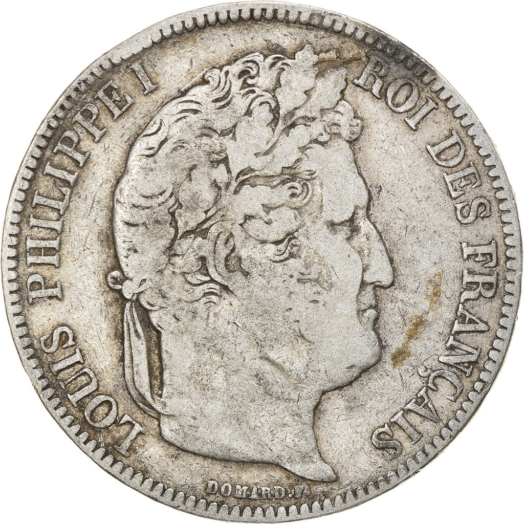 Moneta, Francia, Louis-Philippe, 5 Francs, 1842, Strasbourg, MB, Argento