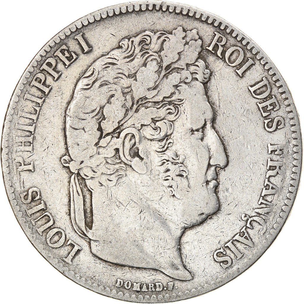 Moeda, França, Louis-Philippe, 5 Francs, 1842, Strasbourg, VF(30-35), Prata