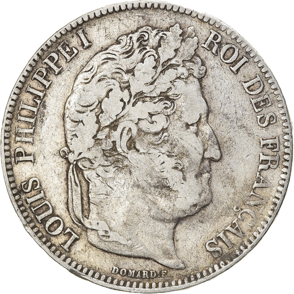 Moneta, Francia, Louis-Philippe, 5 Francs, 1842, Strasbourg, MB+, Argento
