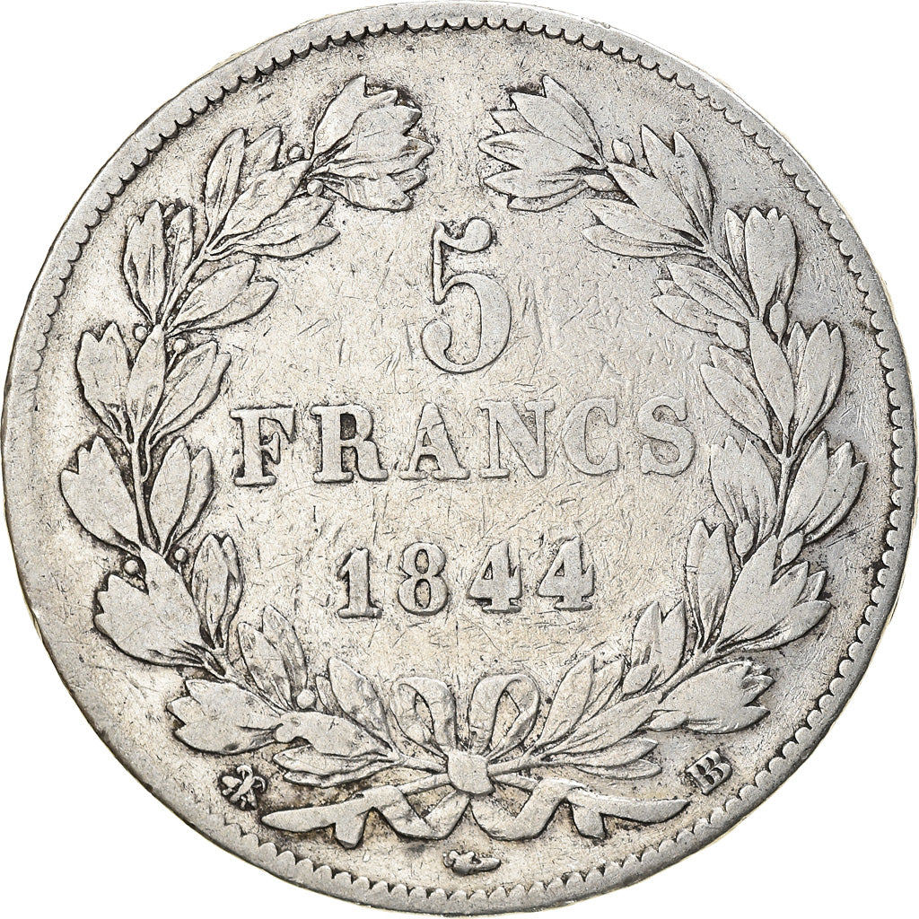 Coin, France, Louis-Philippe, 5 Francs, 1844, Strasbourg, VF(20-25), Silver