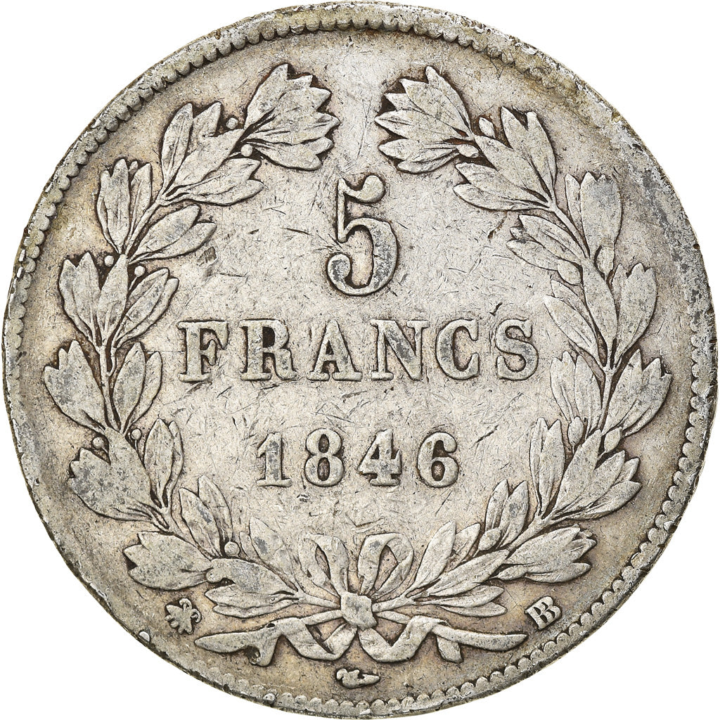 Coin, France, Louis-Philippe, 5 Francs, 1846, Strasbourg, VF(20-25), Silver