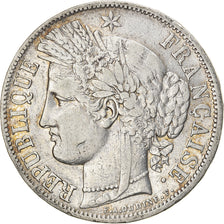 Moeda, França, Cérès, 5 Francs, 1850, Strasbourg, VF(30-35), Prata, KM:761.2