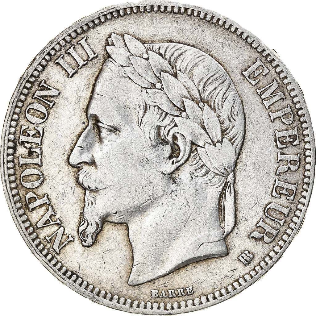 Coin, France, Napoléon III, 5 Francs, 1867, Strasbourg, EF(40-45), Silver