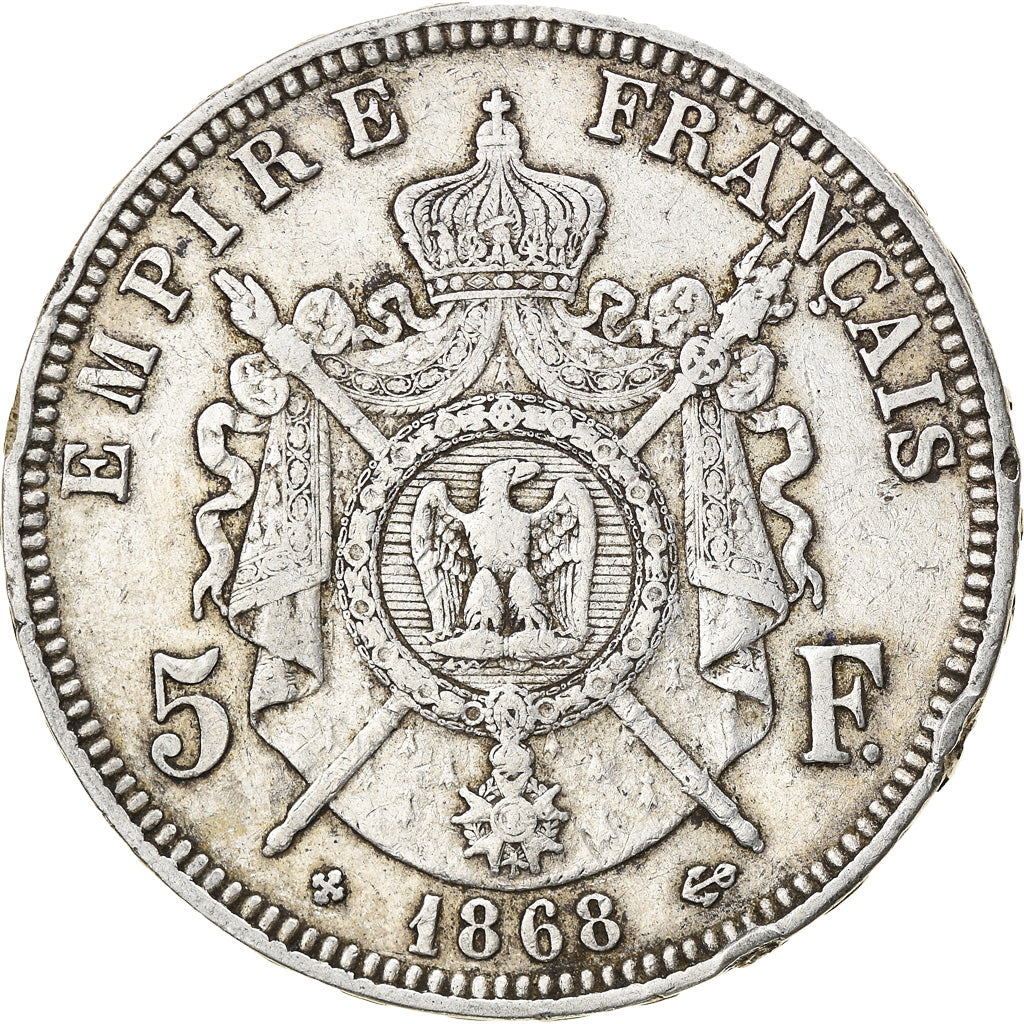Münze, Frankreich, Napoléon III, 5 Francs, 1868, Strasbourg, SS, Silber