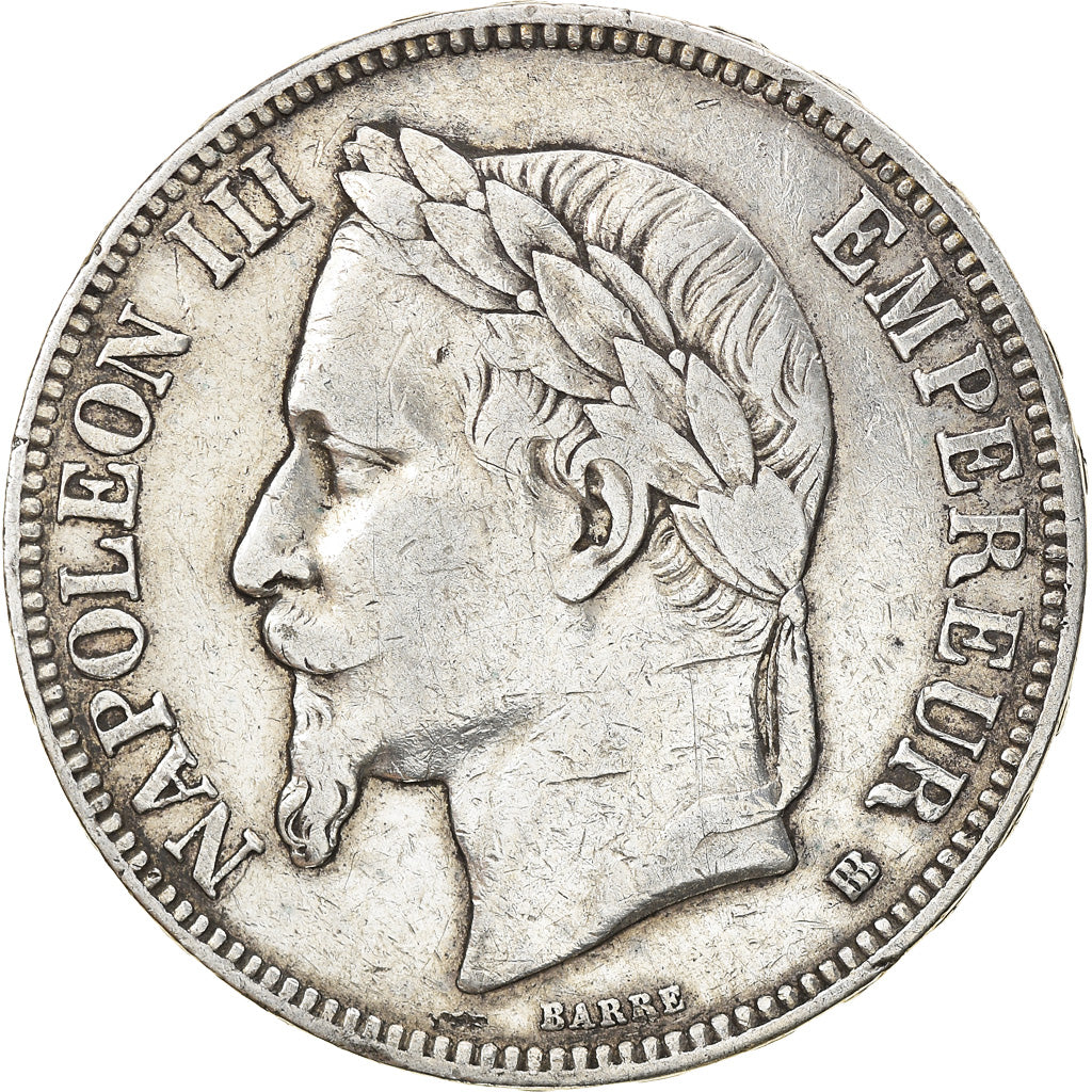 Moneta, Francia, Napoléon III, 5 Francs, 1868, Strasbourg, BB, Argento