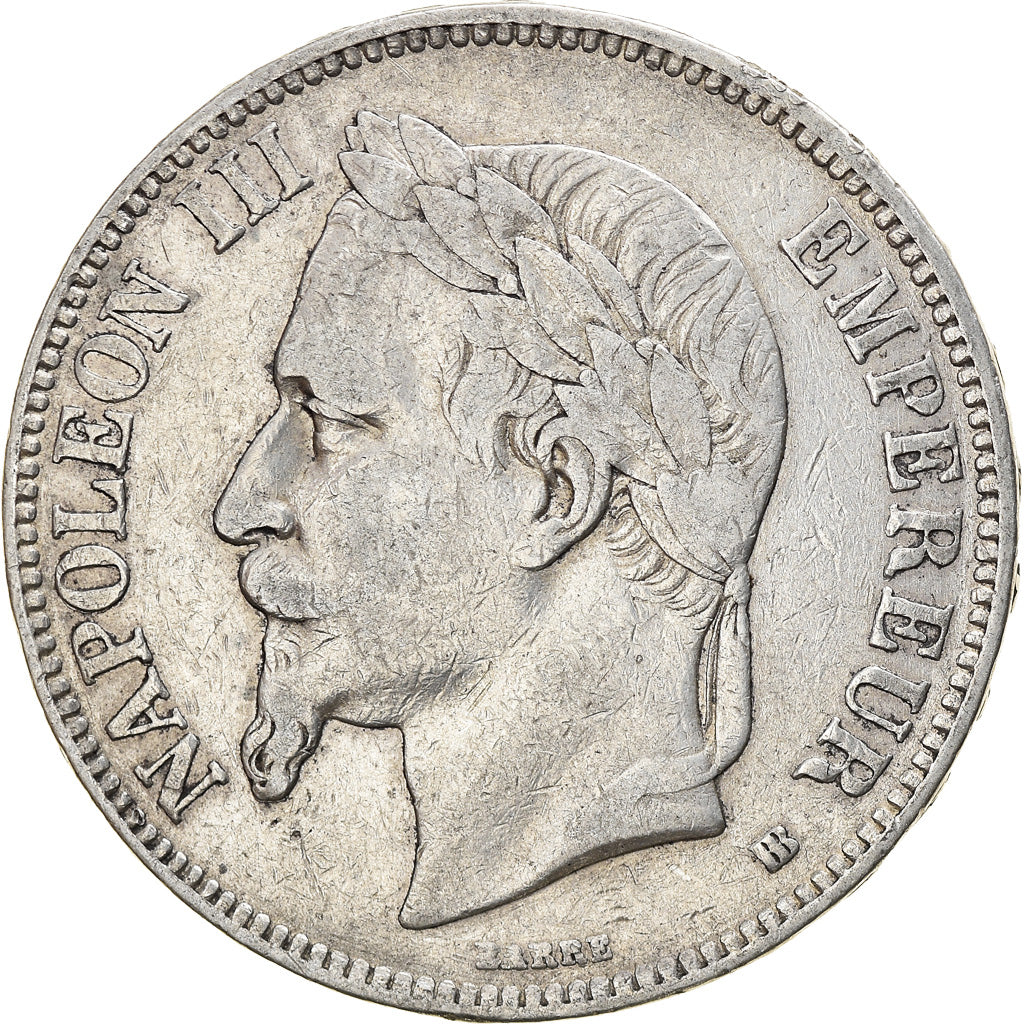 Moneta, Francia, Napoléon III, 5 Francs, 1869, Strasbourg, BB, Argento