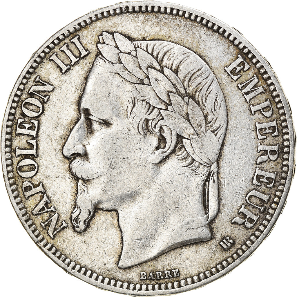 Moneta, Francia, Napoléon III, 5 Francs, 1869, Strasbourg, BB, Argento